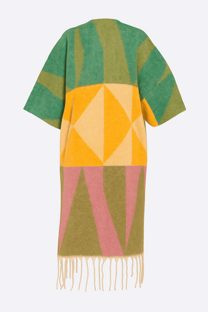 Sunburst Geo Fringe Poncho - Total Class Boutique